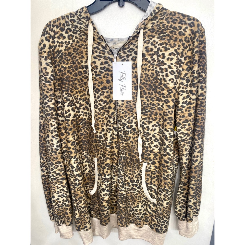 NWT Filly Flair Cheetah/Animal Print Full Zip Hoodie Jacket